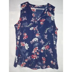 Maurices Top Sleeveless Dressy Tank Blue Floral XL EUC
